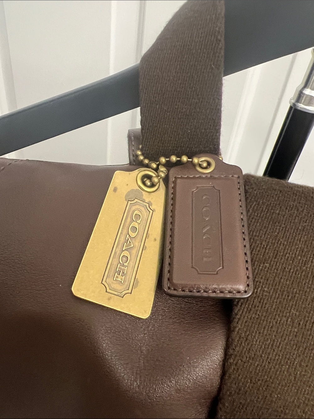 Coach Dark Brown Leather Buckle Backpack with Brass Hardware - Picture 4 of 17